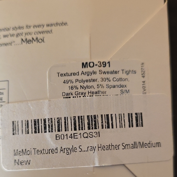 MeMoi Black and Gray Argyle Sweater Tights - Picture 4 of 5